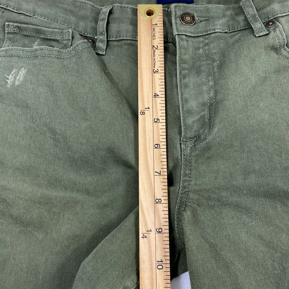 Scoop Jeans Womens Size 8 Retro Boy Olive Green‎ Raw Hem Distress Straight - Picture 10 of 15
